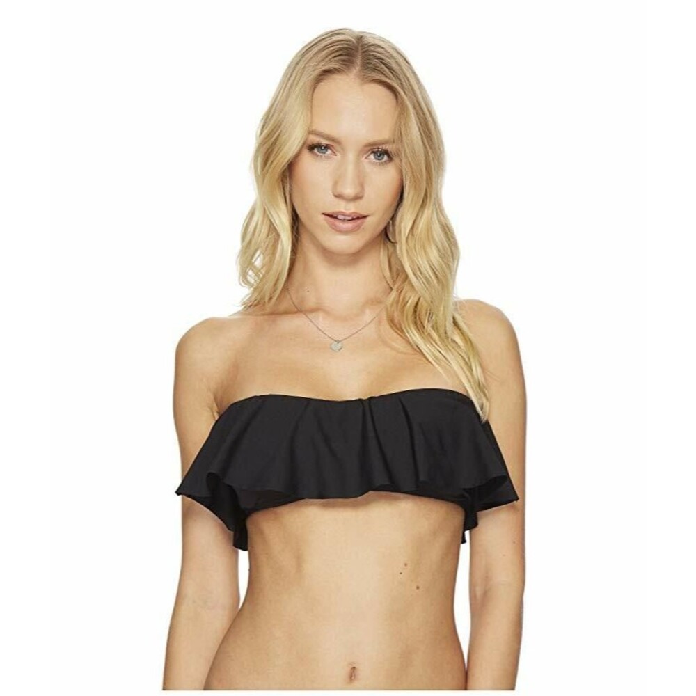 L SPace Lynn Ruffle Tube Bikini Top Women's sz M Black